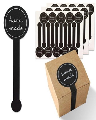 Etichete autoadezive negru "handmade"