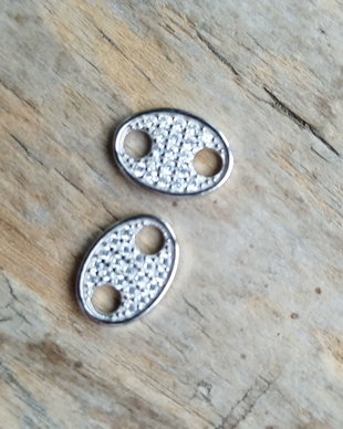 Link argint rodiat cu zirconii, 12x10 mm
