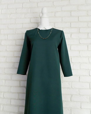 Rochie Verde cu Guler Alb de Camasa
