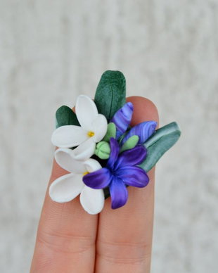 Liliac alb si zambile- Brosa martisor