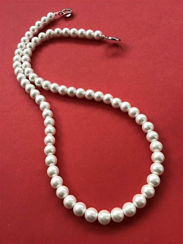 Colier CHOKER perle de Mallorca albe