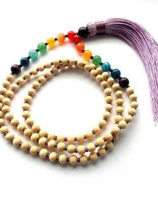 Colier Mala 108+1*7Chakre*Lemn