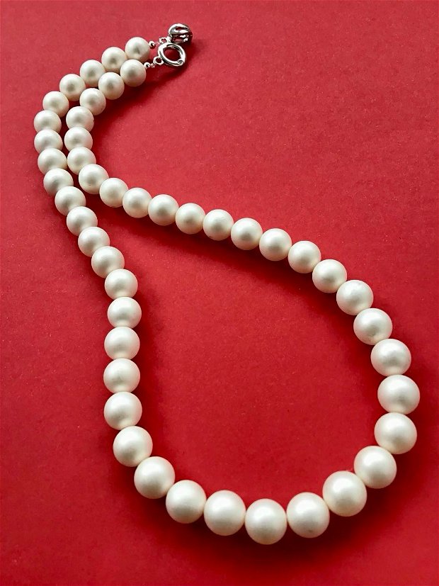 Colier perle de Mallorca albe mate
