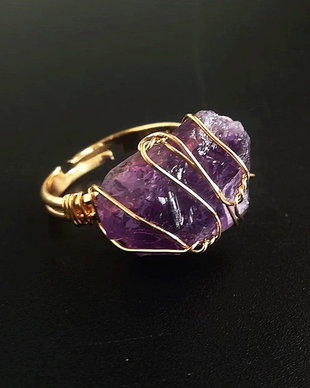 Inel cu piatra bruta de ametist