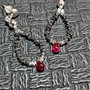 Cercei argint diamante brute negre rubin minimalisti boho chic trendy - Transport gratuit