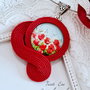 Pandantiv rosu soutache cu maci