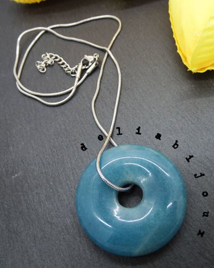 Colier lant otel inoxidabil si pandantiv angelit donut (cod971)