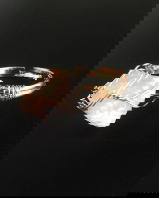 Inel cu piatra bruta de cuart roz