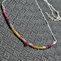 Colier argint rubin safir galben gradient lant argint minimalist boho chic romantic trendy - Transport gratuit