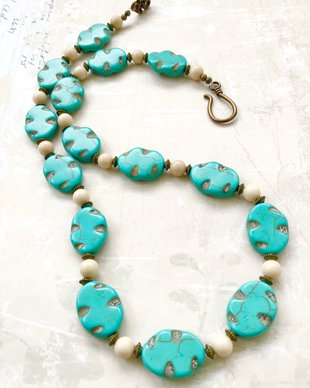 Colier vintage Turcoaz & coral crem