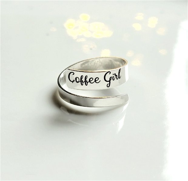 Inel reglabil din argint 92.5 COFFEE GIRL