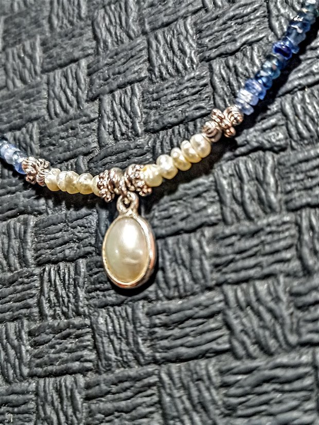 Coloier argint safir smarald perle naturale de cultura discuri charm lant argint gradient minimalist boho chic trendy - Transport gratuit