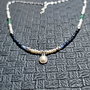 Coloier argint safir smarald perle naturale de cultura discuri charm lant argint gradient minimalist boho chic trendy - Transport gratuit