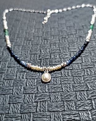 Coloier argint safir smarald perle naturale de cultura discuri charm lant argint gradient minimalist boho chic trendy - Transport gratuit