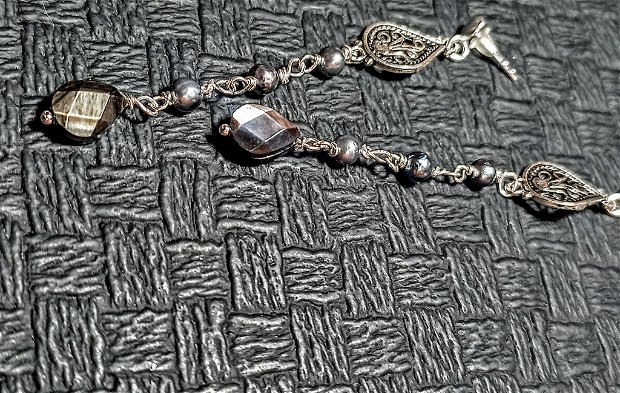 Cercei argint perle naturale de cultura sidef lungi link argint picatura tija argint boho chic trendy -Transport gratuit