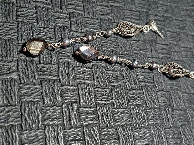 Cercei argint perle naturale de cultura sidef lungi link argint picatura tija argint boho chic trendy -Transport gratuit