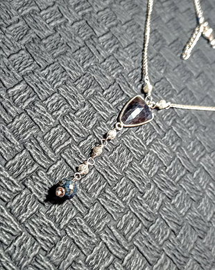 Colier diamante brute safir lant argint link minimalist contemporan trendy - Transport gratuit