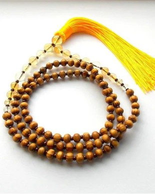 Colier Mala 108+1*Lemn+Citrin*Gemeni