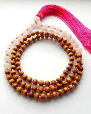 Colier Mala 108+1*Lemn+CuartRoz*Taur