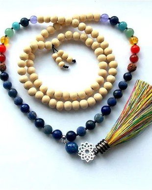 Colier Mala 108+1*7Chakre*Lemn+LapisLazuli+Rudraksha