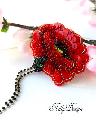 Mac - Brosa broderie manuala