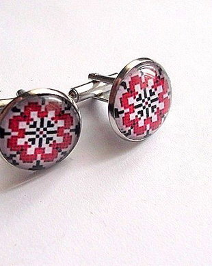 butoni camasa cu sticla cu motiv traditional 45550