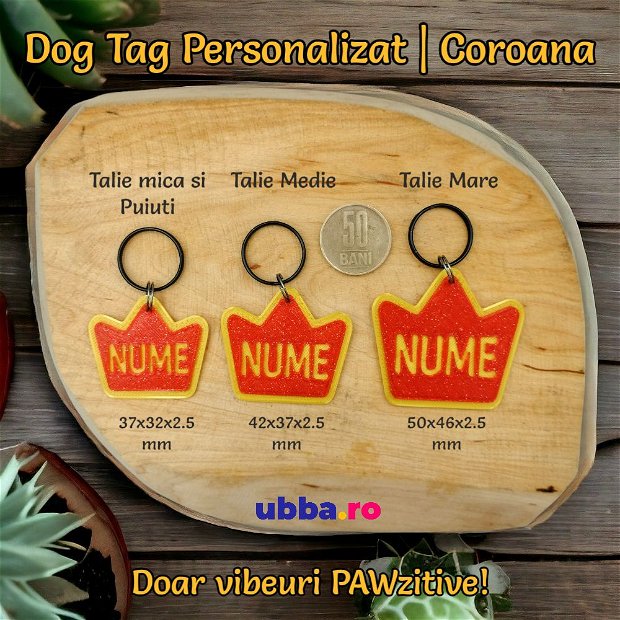 Dog Tag Personalizat - Medalion regal in forma de Coroana