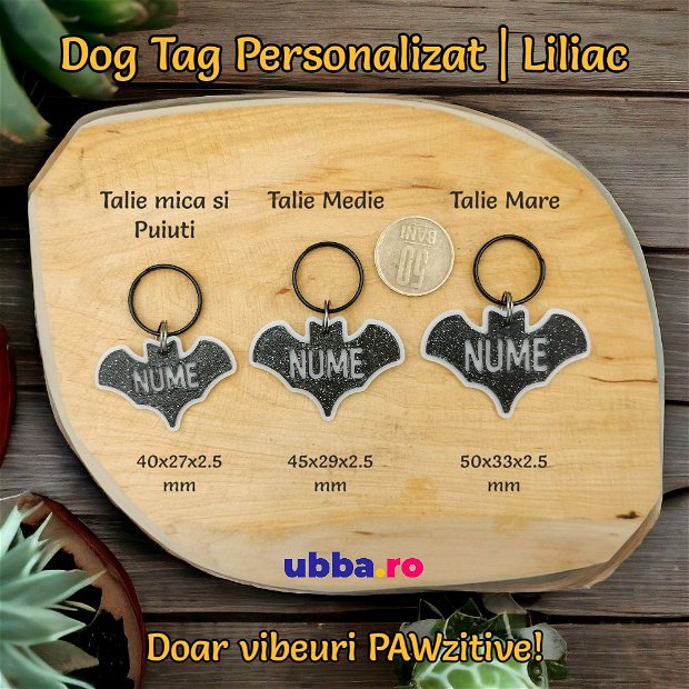 Dog Tag Personalizat - Medalion misterios in forma de Liliac