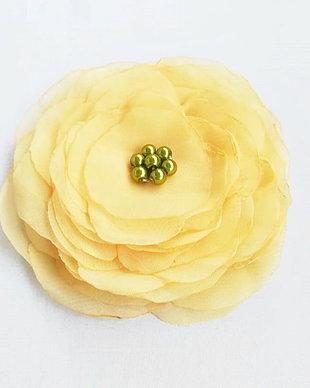 brosa floare galben pal cu perle oliv , 12 cm