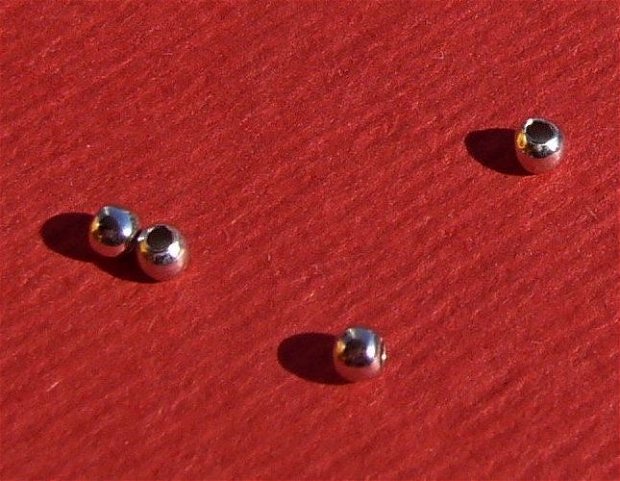 (10 bucati) Margele mici din argint .925 placat cu rodiu aprox 2 mm