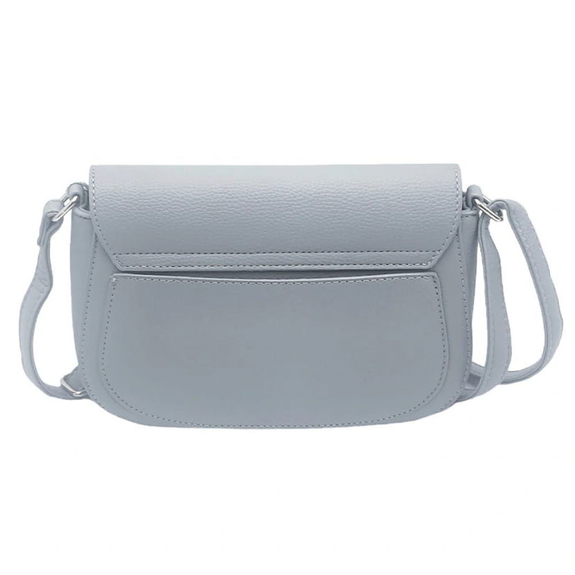 Geanta de tip crossbody gri, cu fermoar si clapa cu inchidere magnetica