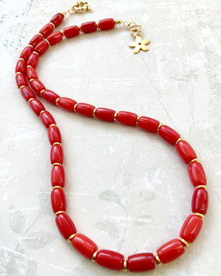 Colier CHOKER coral rosu & hematit MARTISOR