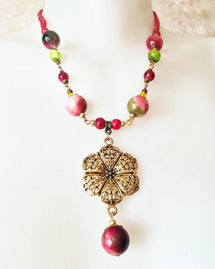 set  cu jad mix si murano rosu /verde