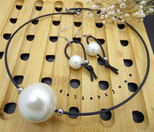 Set bijuterii handmade - contemporan - perle acrilice (cod976)