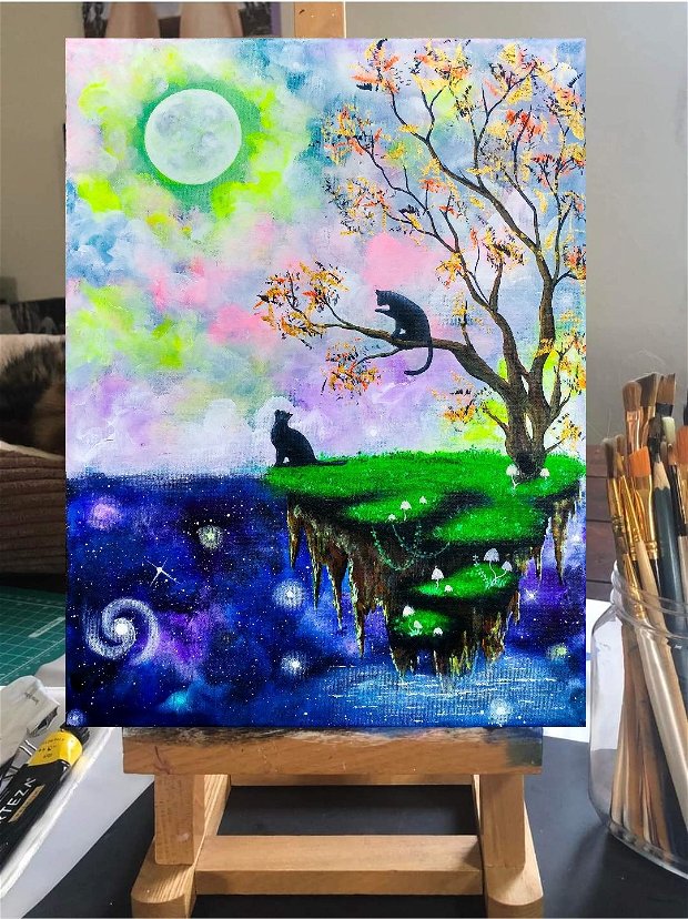 Tablou pictura pisici "Magic Moon"