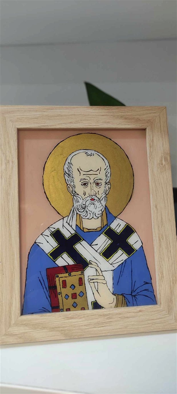 Sf. Nicolae - icoana pe sticla