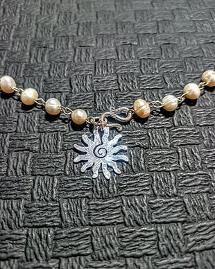 Colier argint perle naturale de cultura lant argint charm argint soare inchidere frontala clasic trendy romantic cadou - Transport gratuit