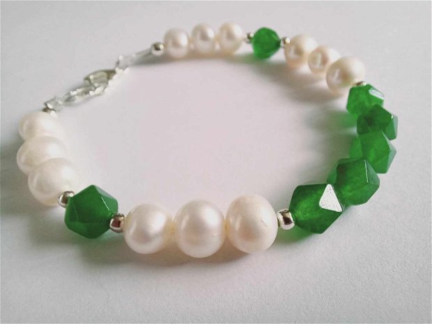 Perle naturale & Jad verde