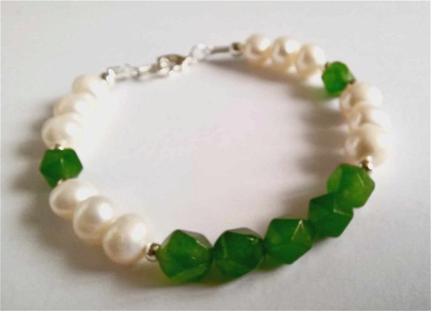 Perle naturale & Jad verde