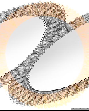 Oglinda rotunda aurie sub forma de coroana