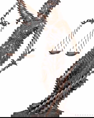 Justitia-statueta impozanta din ceramica cu bronz