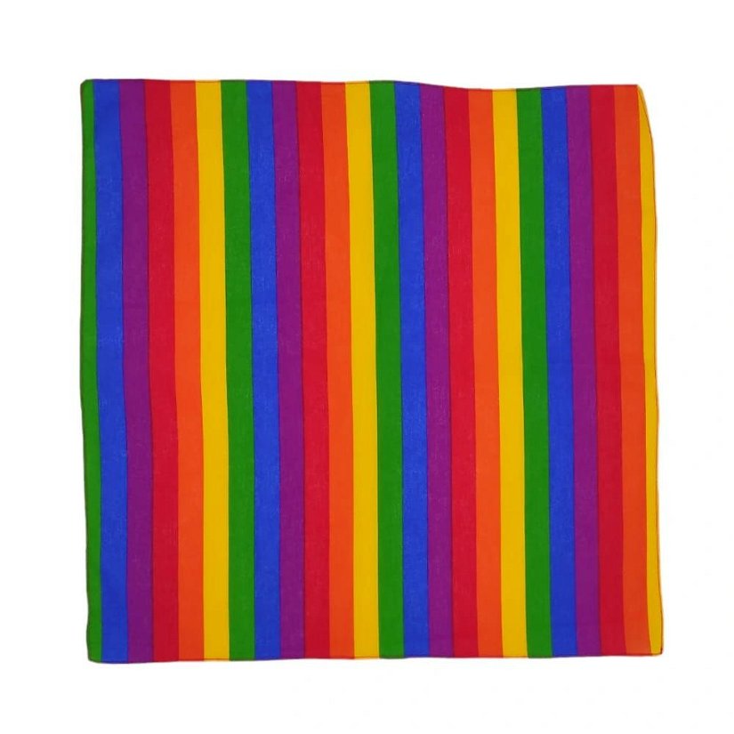 Bandana/ batic patrat din bumbac cu imprimeu in dungi multicolore, 53 cm