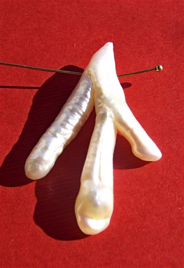 Pandantiv perla de cultura "chicken feet" aprox 15x40.5 mm