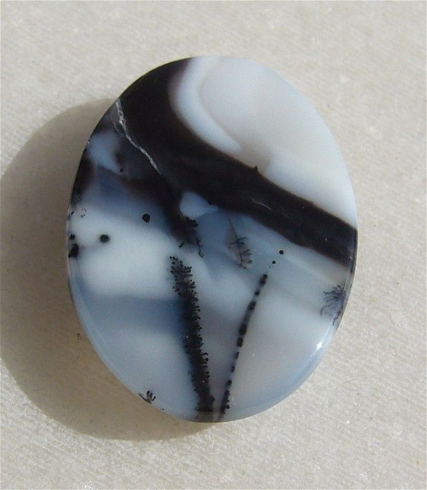 Cabochon opal dendritic aprox 4.8x19x26.5 mm