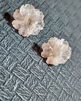 Cercei argint cuart roz floare tija minimalisti romantici trendy -Transport gratuit