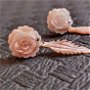 Cercei argint sidef roz floare frunza tija minimalisti romantici boho chic trendy - Transport gratuit