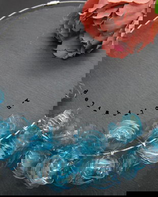 Colier statement handmade unicat - PET-uri (plastic) reciclate - flori (cod982)