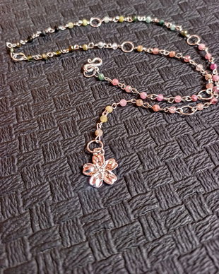 Colier argint turmalina charm floare argint gradient nuante lant inchidere frontala versatil minimalist boho chic - Transport gratuit chic