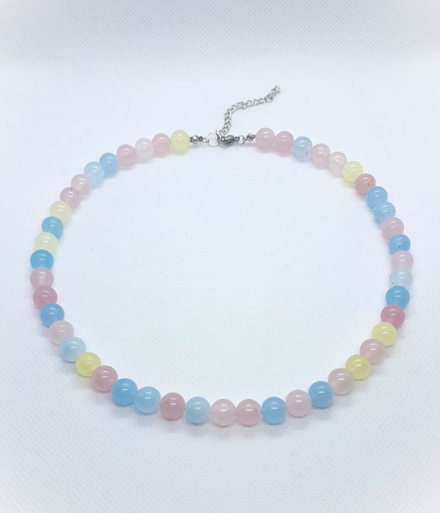 Set colier si cercei din agate - pastel mix