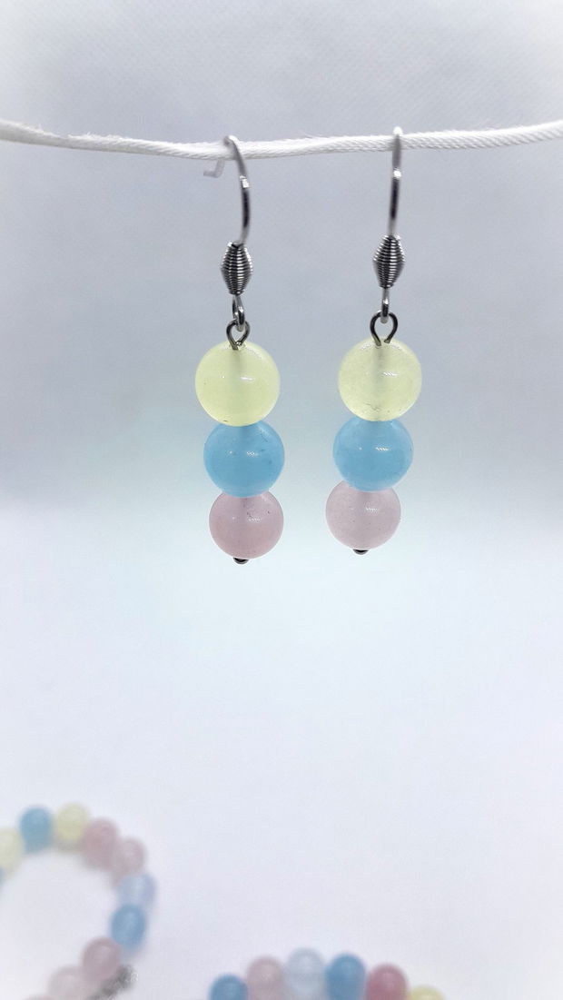 Set colier si cercei din agate - pastel mix